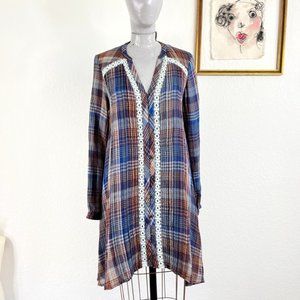 Anthropologie Abita Holding Horses Plaid Dress